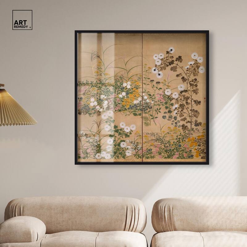 Flowering Plants in Autumn Shadowbox by Art Remedy