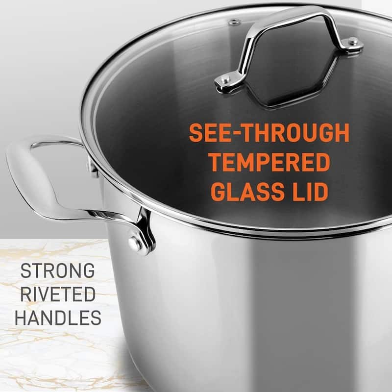 NutriChef Heavy Duty 19 Quart Stainless Steel Soup Stock Pot with Lid (2 Pack)