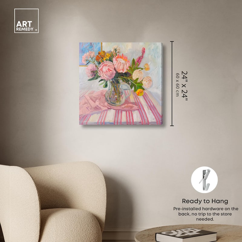 Pink Protea Pitcher Canvas by Art Remedy, Gallery Wrapped