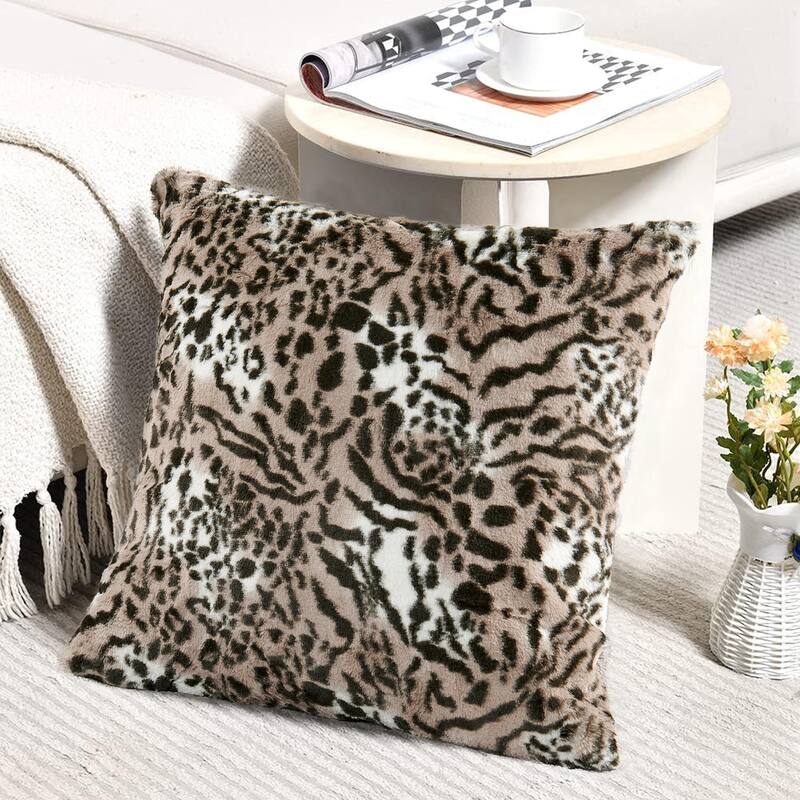 Decorative Printed fauxfur Throw Pillow Covers Set of 2, NO INSERT