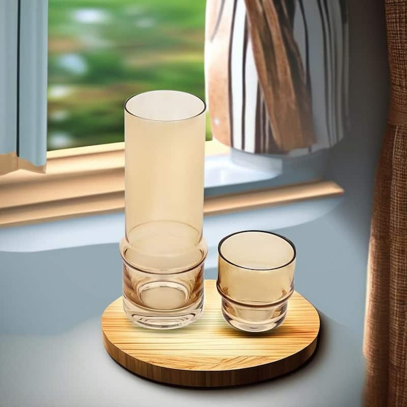 Elle Decor Bedside Water Carafe with Tumbler Doubles as Lid - 3.34" x 9.28"