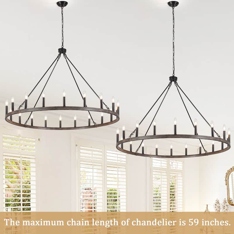 20-Light Foyer Farmhouse Wagon Wheel Chandelier for Dining Room Entryway Kitchen Island