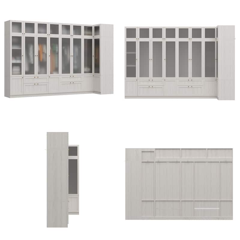 Combo Elegant Light Gray Wardrobe Modular Closet Configuration Armoire