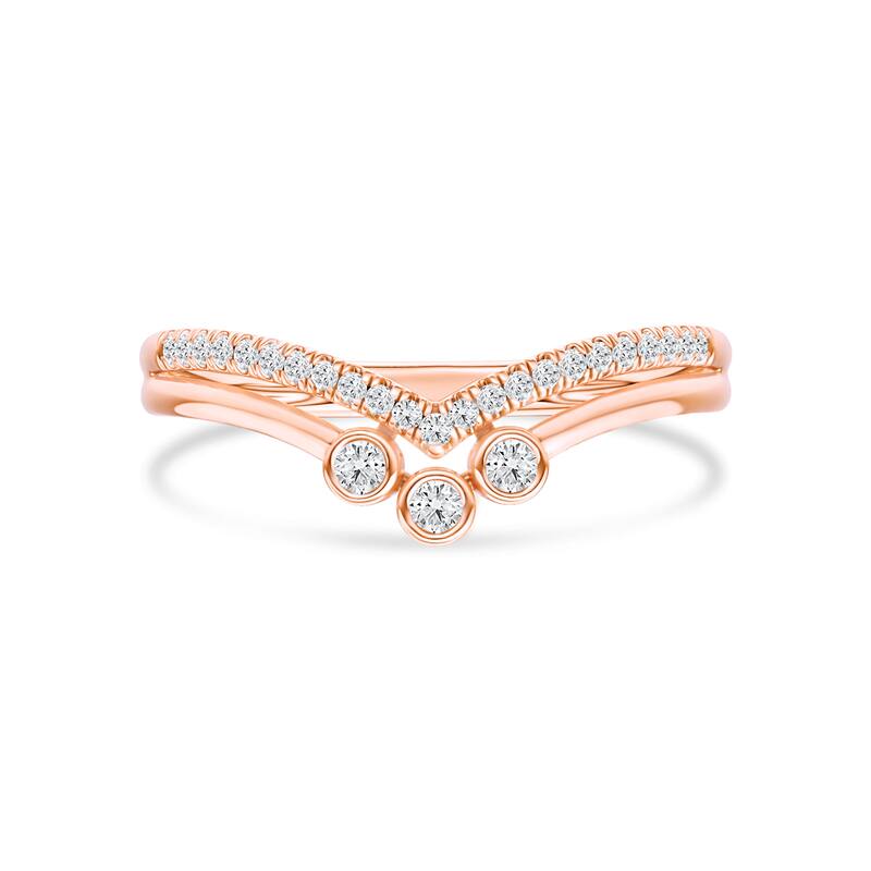 1/10ct TDW Diamond Contour Wedding Band in 10k Gold for Women