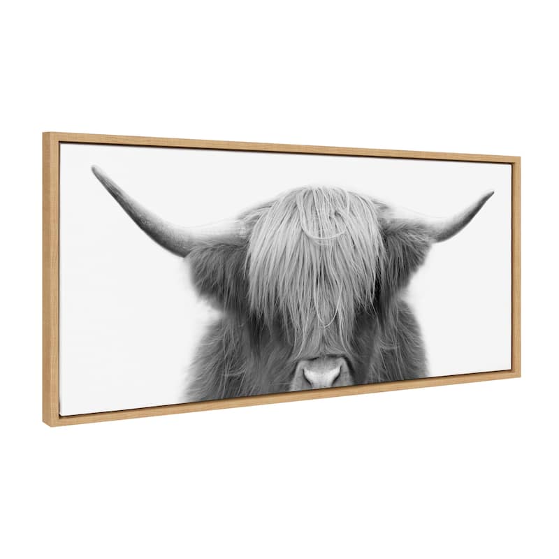 Kate and Laurel Highland Cow Frame Canvas by The Creative Bunch Studio