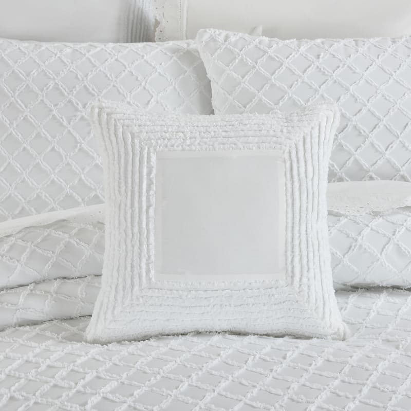 Lillian 16" Square Decorative Throw Pillow - Accent - Polyester - White