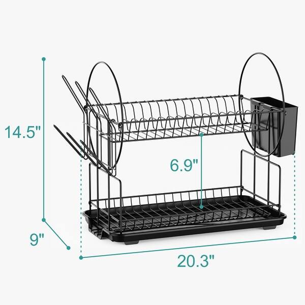 2 Tier Dish Rack with Drainer Board - Bed Bath & Beyond - 37482094