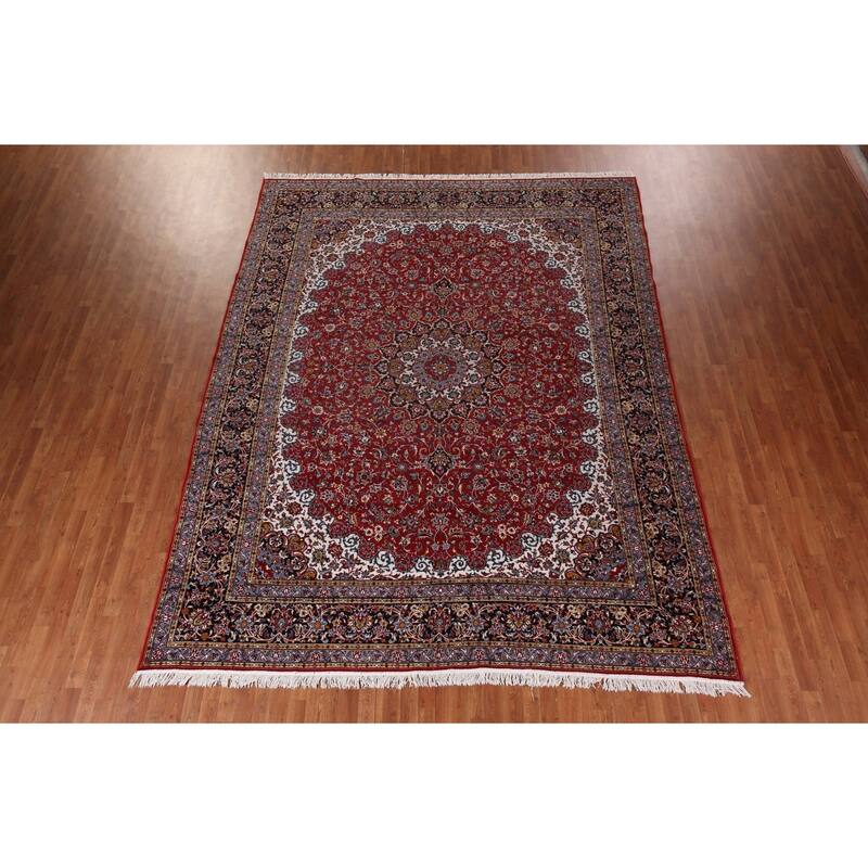 Traditional Red Kashan Turkish Area Rug Oriental Machine Made Carpet - 9'8" x 12'5"