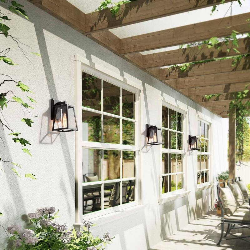 Modern Farmhouse Black 1-Light Outdoor Wall Sconce Glass Patio Lantern
