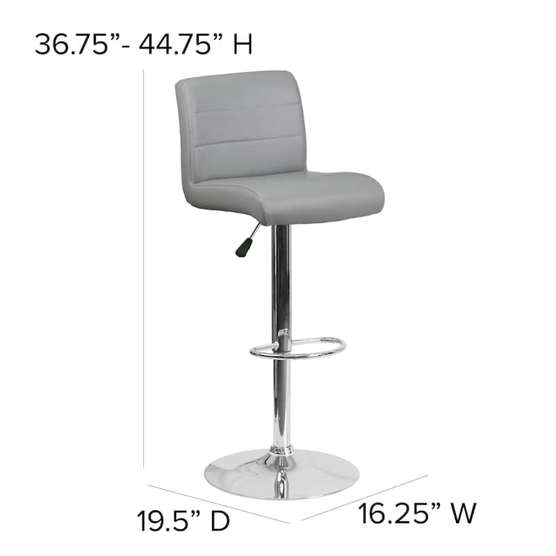 Vinyl Adjustable Height Barstool - 16.25"W x 19.5"D x 36.75" - 44.75"H
