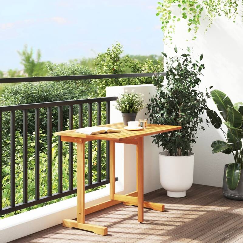 vidaXL Balcony Table Brown Solid Acacia wood Medium Foldable - 23.6 x 35.4 x 28.3