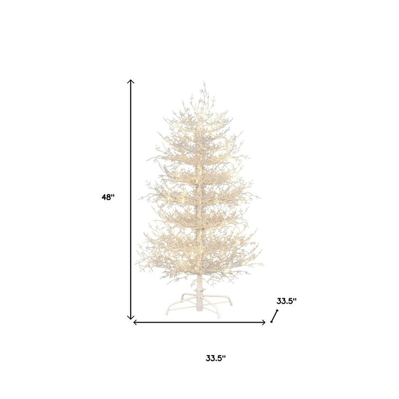 HomeRoots 4' White Pre Lit Sparse Artificial Christmas Tree - 33.50 in. x 48.00 in. x 33.50 in.
