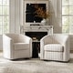 preview thumbnail 41 of 106, Cuenca Modern Living Room Wooden Upholstered 360° Swivel Barrel Chair with Metal Base and Wide Backrest