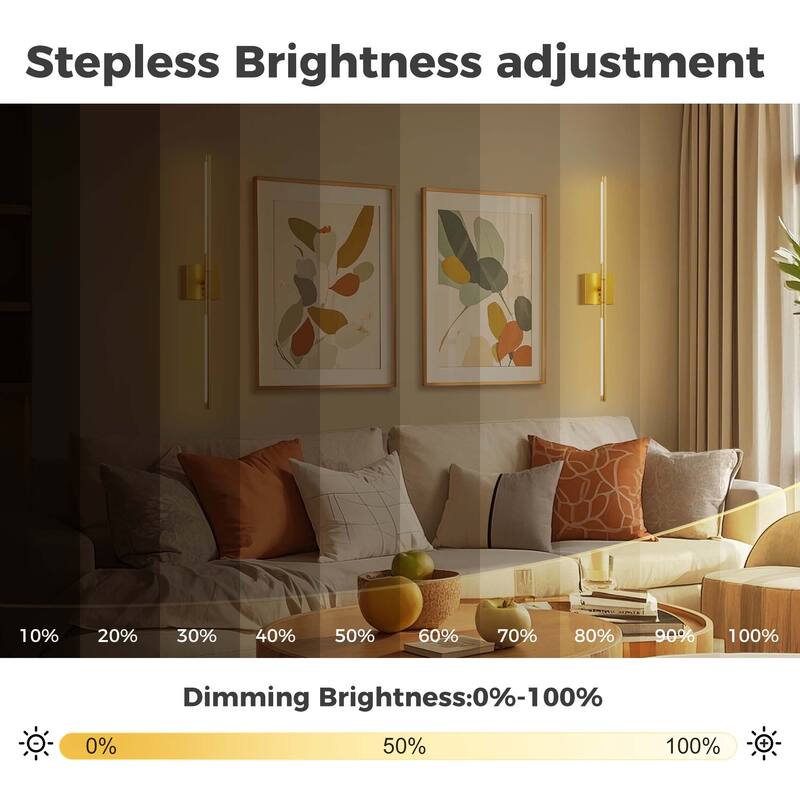 YANSUN 2pack Rechargeable Wall-Mounted LED Lamp - Gold Tube, IR Remote