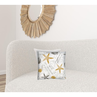 17" X 17" Gold And Cream Boat Zippered Coastal Throw Indoor Outdoor Pillow - 17" x 17"