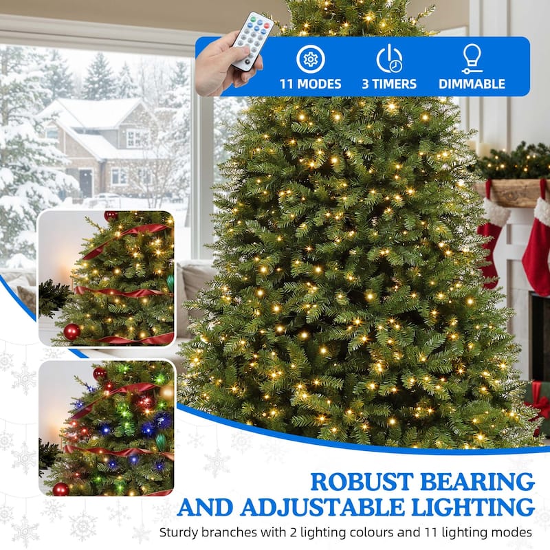 Elegant Pre-Lit Artificial Christmas Tree Collection , Multiple Styles with Remote Control & Snow Flocking
