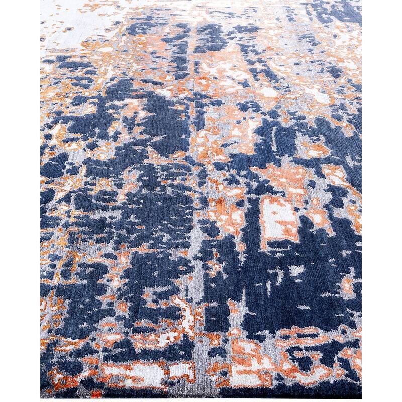 Modern One-of-a-Kind Hand-Knotted Area Rug, Blue - 8' 1" x 10' 1"