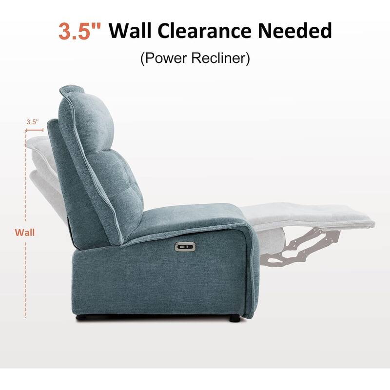 MCombo Armless Power Recliner Chair with USB Ports, 3.5" Wall Clearance Electric Reclining Sofa Chair for Living Room, ALR01