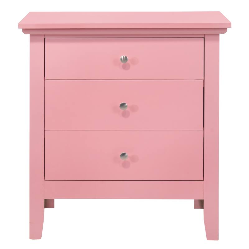 Charming Pink Nightstand with 3 Drawers - 26\