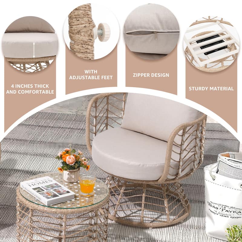 360-degree Swivel Outdoor Chair Set of 3
