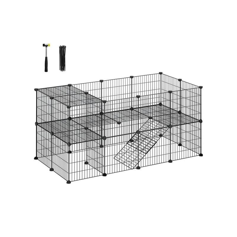 Black Metal Foldable Apartment-Style Pet Playpen with Secure Lock & Indoor,Outdoor Use - 48.4"L x 24.8"W x 24"H - Black