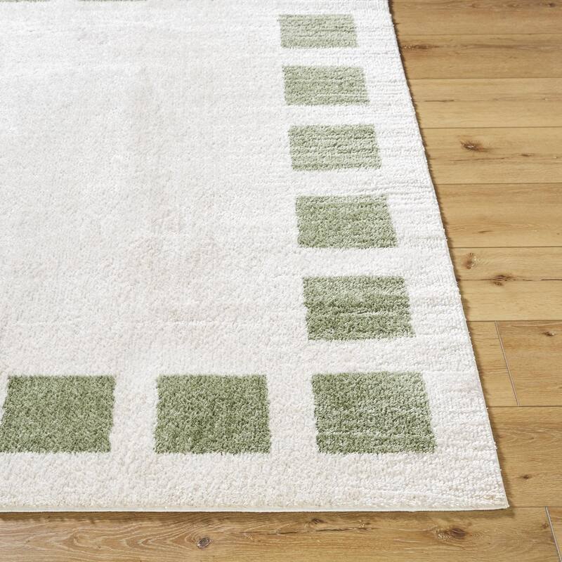 Livabliss Scandinavian Fossay Shag Checkered Washable Area Rug - 2'7" x 7'3" - Light Beige/ Grass Green
