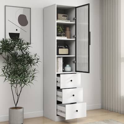 Elegant White Storage Cabinet - Modern & Spacious Organizer for Any Room