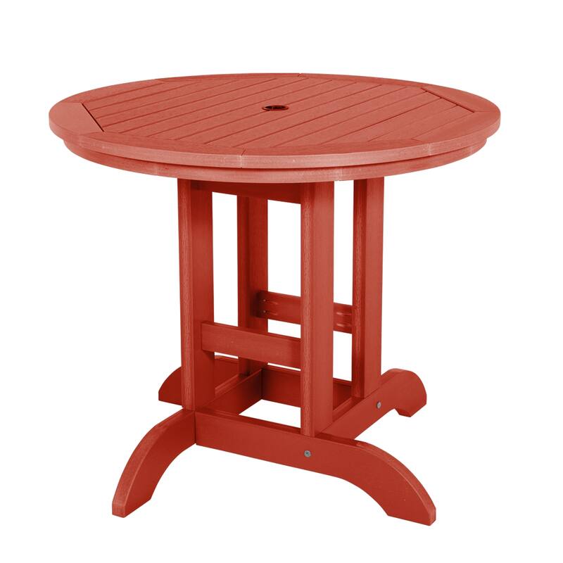 HIGHWOOD 36" Round Dining Height Outdoor Table - Rustic Red