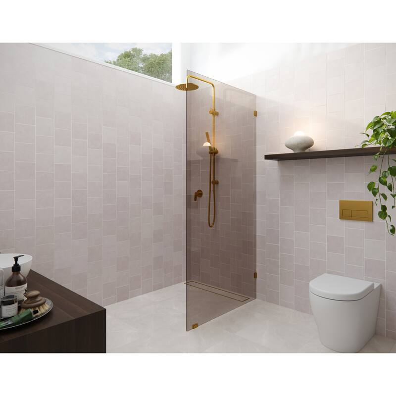 Ursa 30 in. x 78 in. Fully Frameless Glass Shower Panel - Single Fixed Panel with Bronze Tint