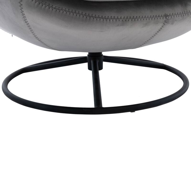 Velvet Swivel Accent Chair with Ottoman & Metal Legs (360° Rotation)