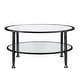 preview thumbnail 7 of 11, SEI Furniture Glenn Distressed Black Metal Round CoffeeTable with Glass Top and Shelf