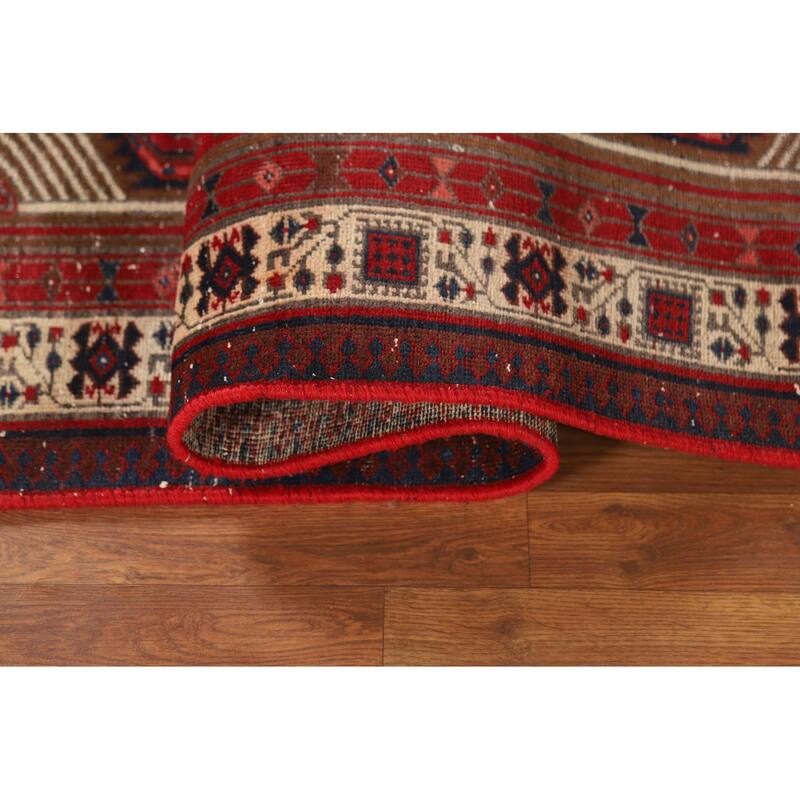 Tribal Ardebil Persian Vintage Runner Rug Hand-Knotted Wool Carpet - 3'4"x 11'1"