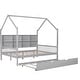 preview thumbnail 47 of 45, Modern Full Size House Bed Kids Bed with Trundle and Shelf,Solid Construction