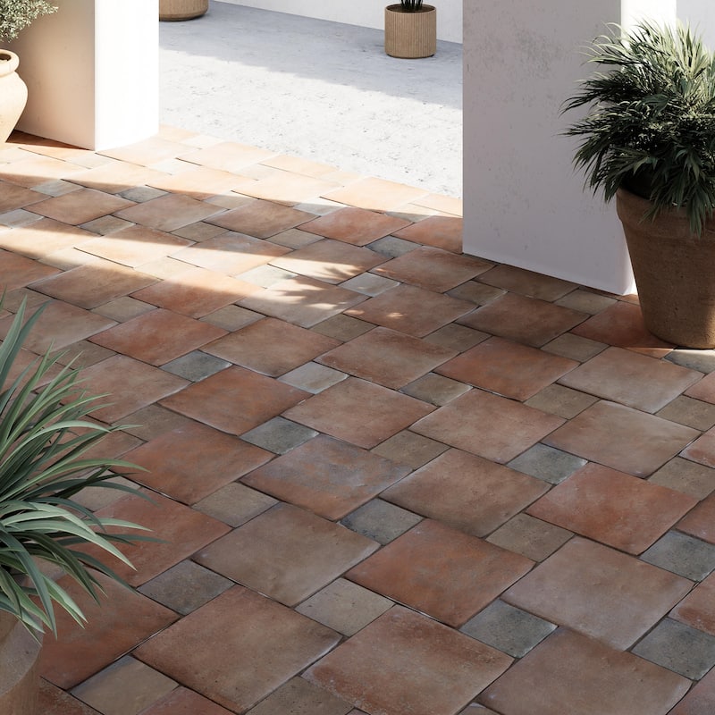 Merola Tile Benisa Marelle Cotto with Teja Taco 11-7/8" x 17-3/4" Porcelain Floor and Wall Tile - Case (22 Tiles)