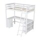 preview thumbnail 6 of 7, Wood Twin Size Loft Bed with Drawers and Storage Shelves, Children Bed Frame with U-Shaped Desk for Bedroom, White