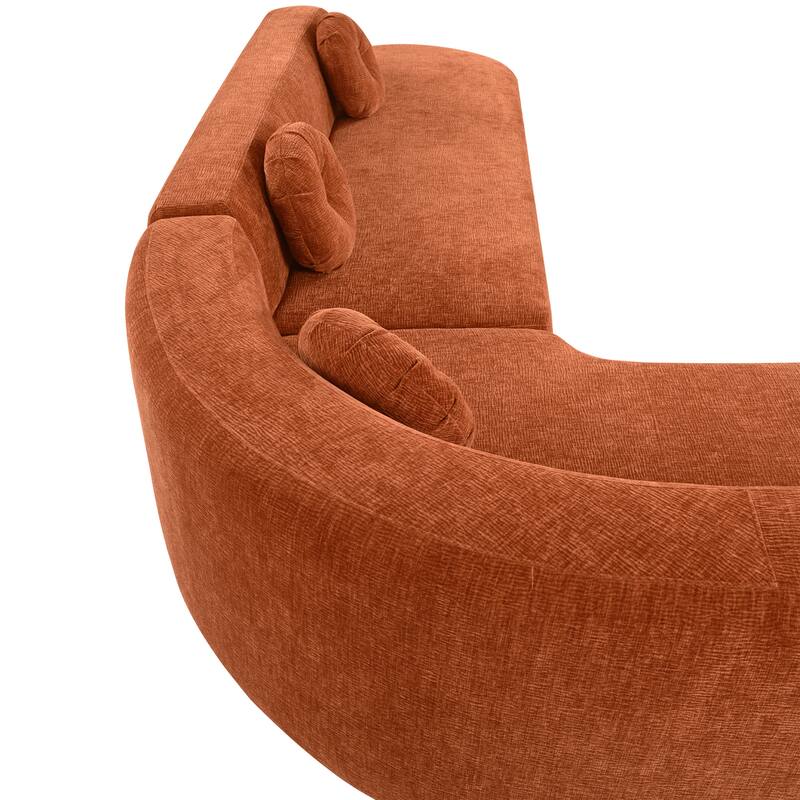 122" Polyester 4-Seat Sectional Sofa with Curved Design & High-Resilience Foam