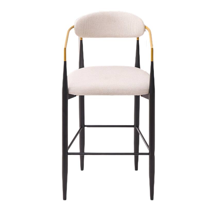 Modern Upholstered Bar Stool with Gold-Accented Armrests - 23" Seat Height,Ergonomic Design for Kitchen Island,2PCS/CTN