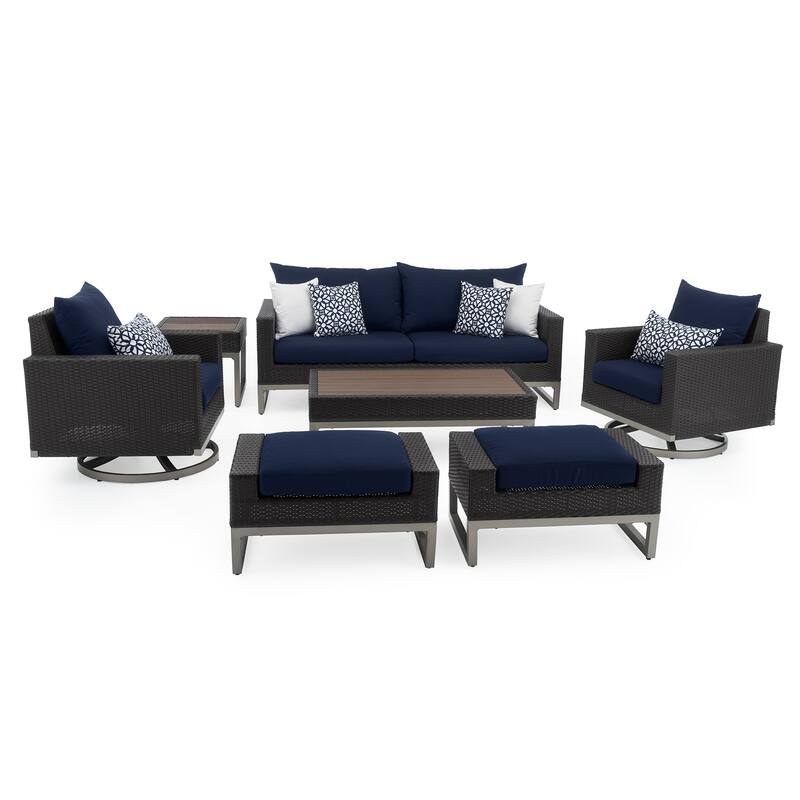 Milo Espresso 7 Piece Sunbrella Outdoor Patio Motion Deep Seating Set