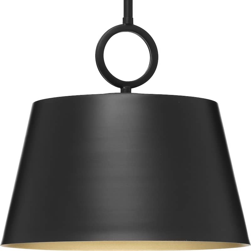 Parkhurst Collection One-Light New Traditional Matte Black Metal Glass Pendant Light - 12.37 in x 12.37 in x 11.87 in - 12.37 in x 12.37 in x 11.87 in