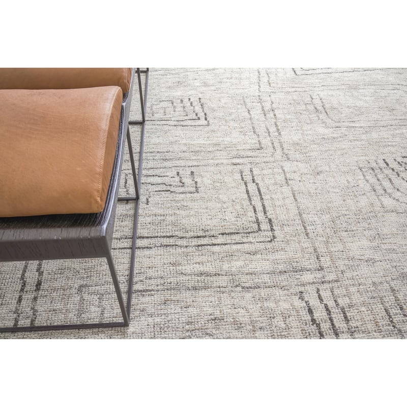 EXQUISITE RUGS Aldridge Hand-knotted Wool/Bamboo Silk Ivory/Grey/Beige Area Rug.