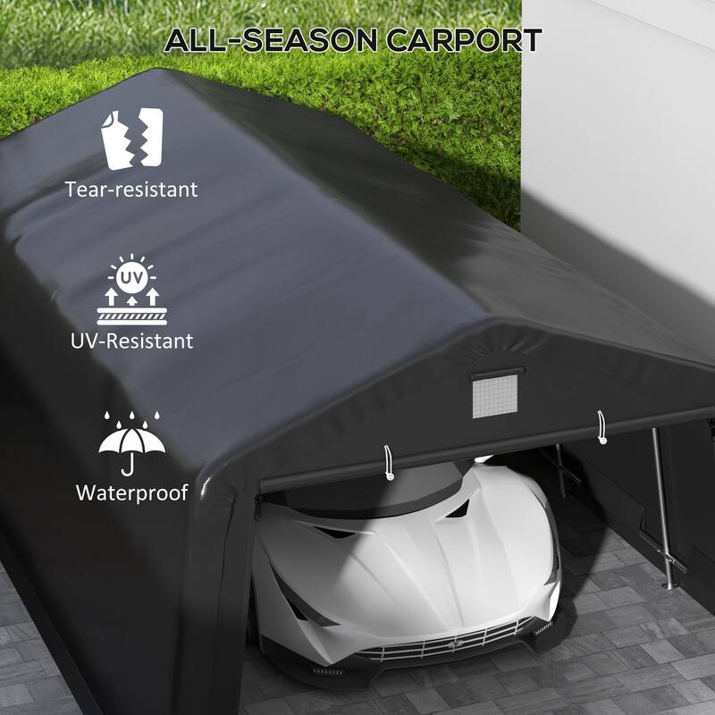 Outsunny 12' x 20' Heavy Duty Carport, Portable Garage Canopy Tent with 2 Ventilation Windows and Large Door, for Car, Truck