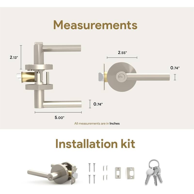 Mega Handles SUANA Square Privacy Door Knob with Lock | Reversible Keyless Door Knobs Interior for Hallway, Bathroom & Bedroom