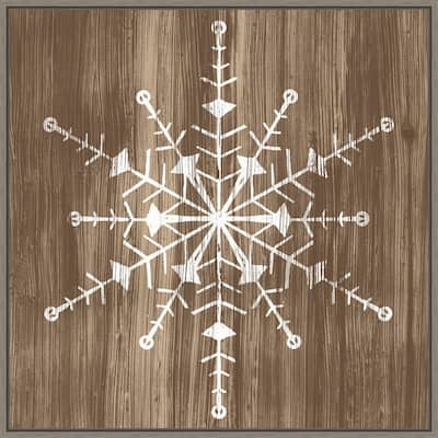 Barnwood Wonderland II Snowflake by June Erica Vess Framed Canvas Wall Art