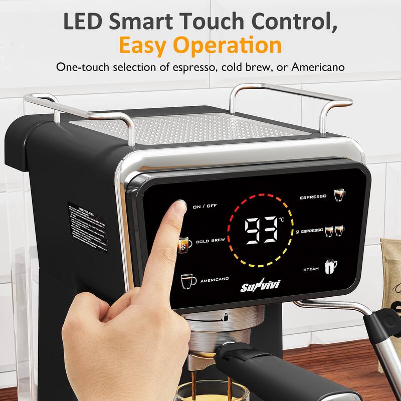 20 Bar Espresso Machine for Home and Office, Single/Double Espresso, Americano and Cold Brew