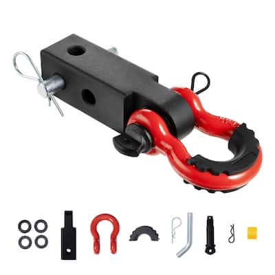 Shackle Hitch Receiver 2", 66000 lbs Breaking Strength, D Ring Shackle with Trailer Hitch Lock Pin, Heavy Duty
