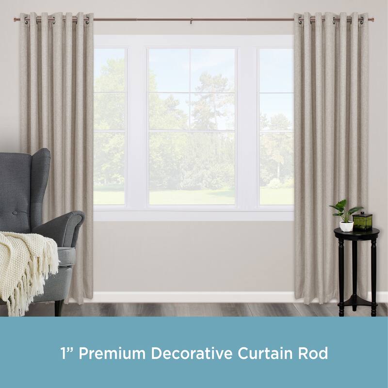 Kenney® Weaver 1" Premium Decorative Window Curtain Rod, 28-48", Black
