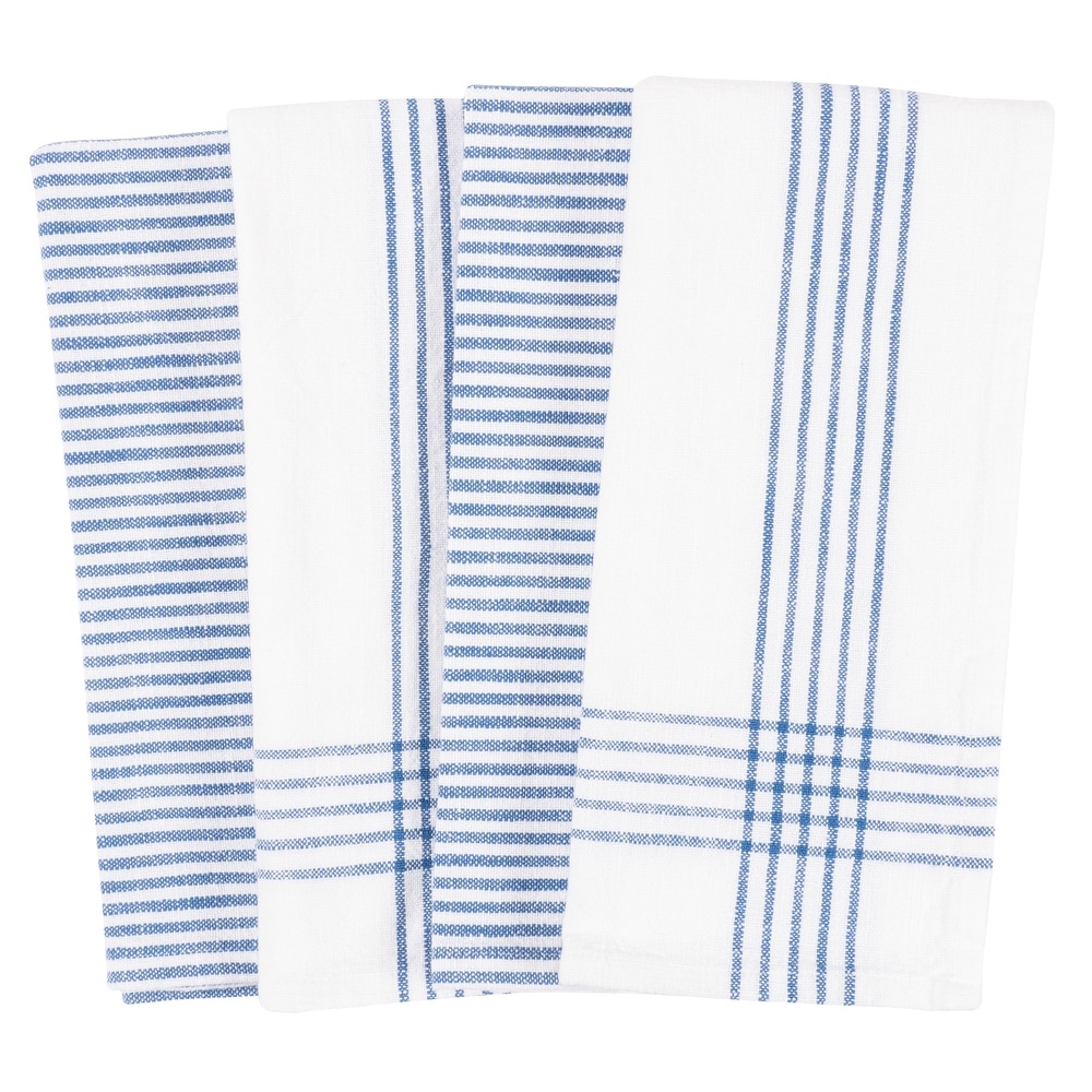 Set of 2 New Kitchen Towels Blue & White Pattern “Blessed” Farmhouse  Style