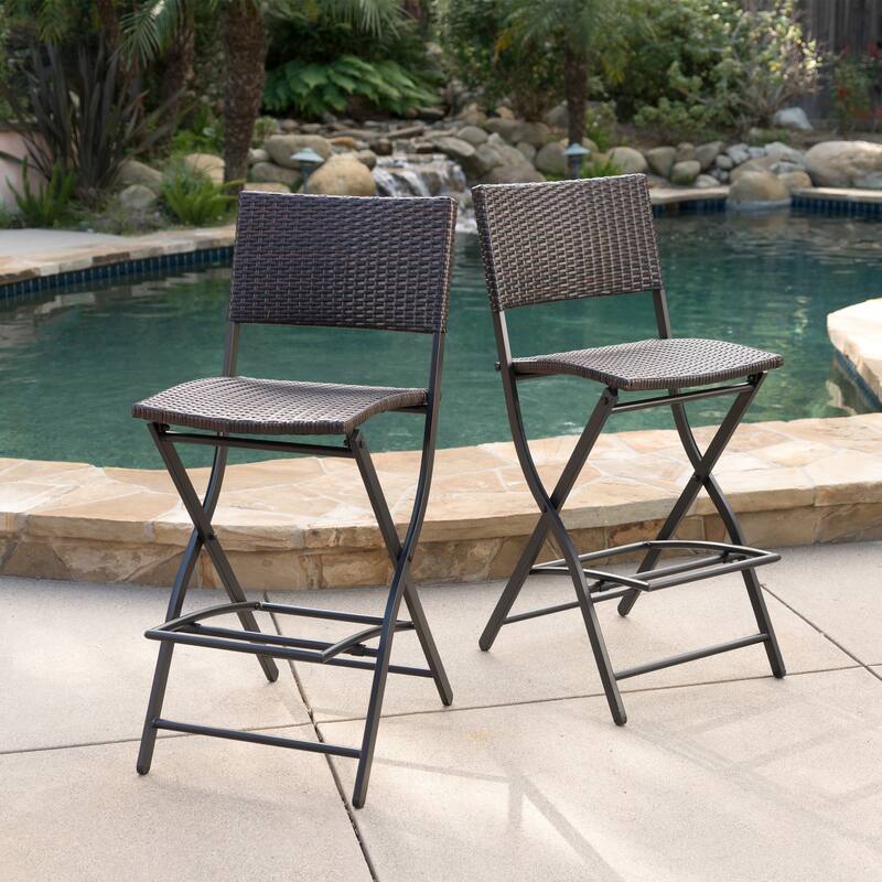 Margarita Outdoor Wicker Barstool (Set of 2) by Christopher Knight Home - Brown