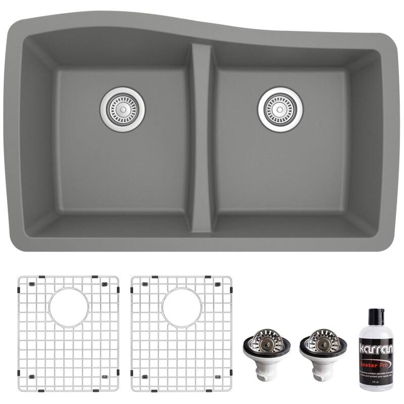 Karran USA QU-720-PK1 Quartz QU 33-1/2" Undermount Double Basin Quartz