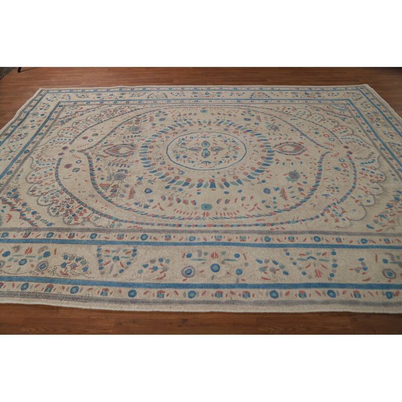 Tabriz Persian Area Rug Hand-Knotted Dining Room Wool Carpet - 7'9"x 11'2"